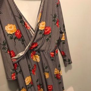 Striped floral dress with quarter sleeves